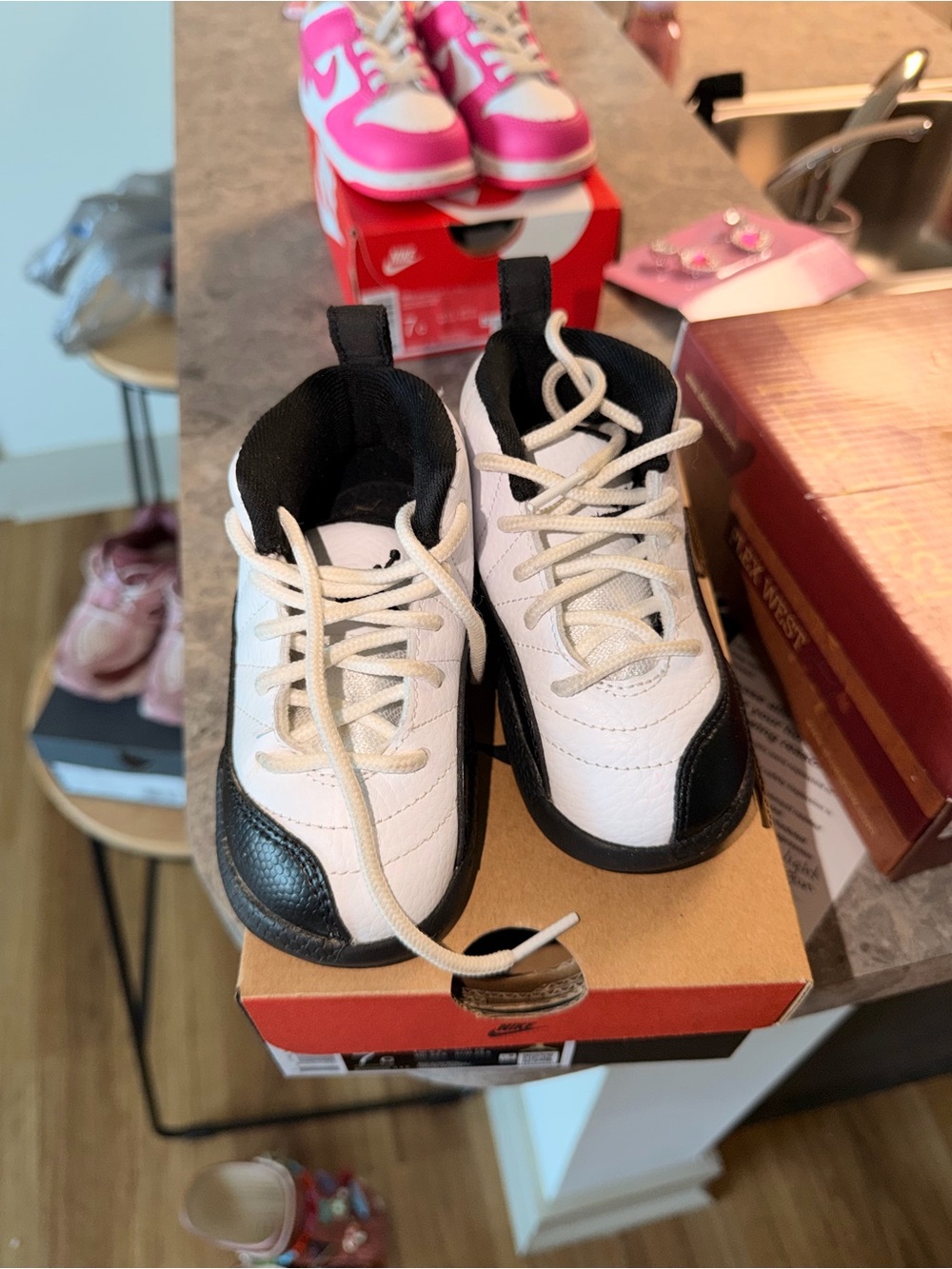 Jordan Kids Black and White Low-Top Sneakers